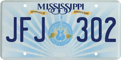 MS license plate JFJ302
