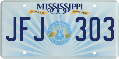 MS license plate JFJ303