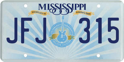 MS license plate JFJ315