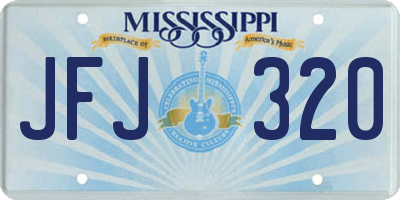 MS license plate JFJ320