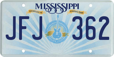 MS license plate JFJ362