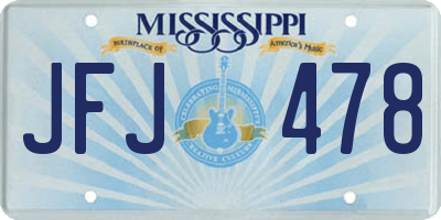 MS license plate JFJ478