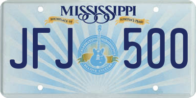 MS license plate JFJ500