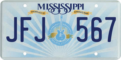 MS license plate JFJ567