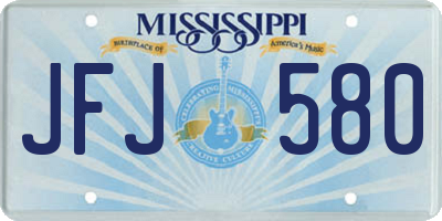 MS license plate JFJ580