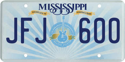 MS license plate JFJ600