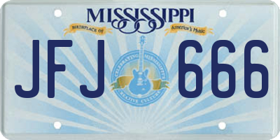 MS license plate JFJ666