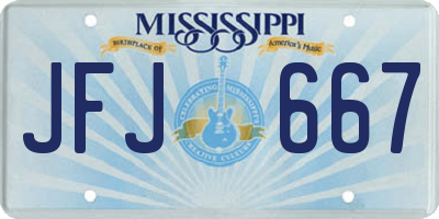 MS license plate JFJ667