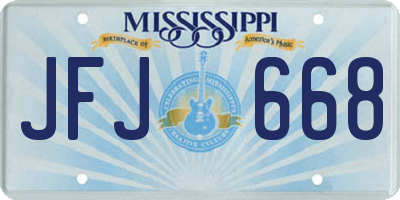 MS license plate JFJ668