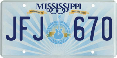 MS license plate JFJ670