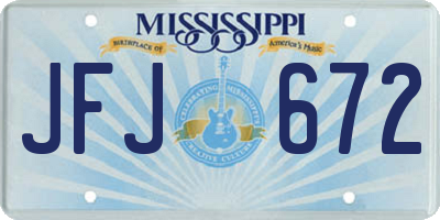 MS license plate JFJ672