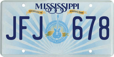 MS license plate JFJ678