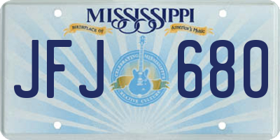 MS license plate JFJ680
