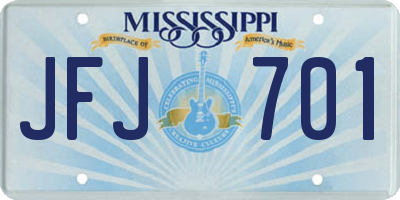 MS license plate JFJ701