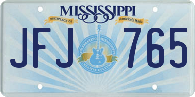 MS license plate JFJ765