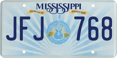 MS license plate JFJ768