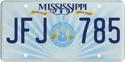 MS license plate JFJ785