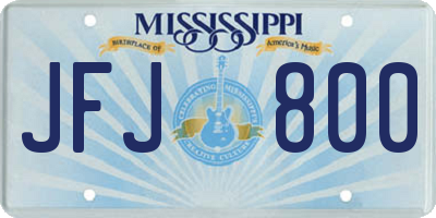 MS license plate JFJ800