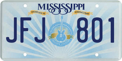 MS license plate JFJ801