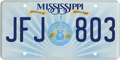 MS license plate JFJ803