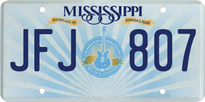 MS license plate JFJ807