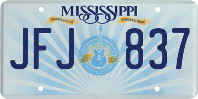 MS license plate JFJ837