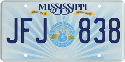 MS license plate JFJ838