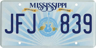 MS license plate JFJ839