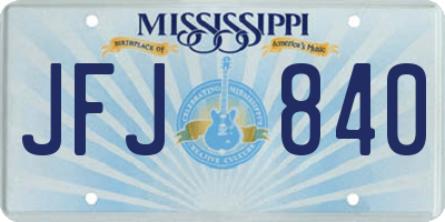 MS license plate JFJ840