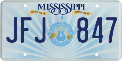 MS license plate JFJ847