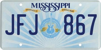 MS license plate JFJ867