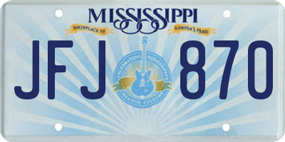 MS license plate JFJ870