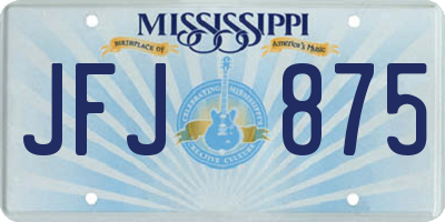 MS license plate JFJ875