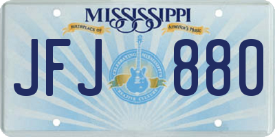 MS license plate JFJ880
