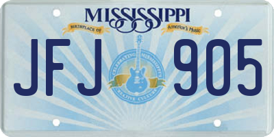MS license plate JFJ905