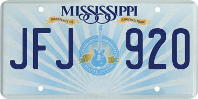 MS license plate JFJ920