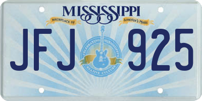 MS license plate JFJ925