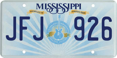 MS license plate JFJ926