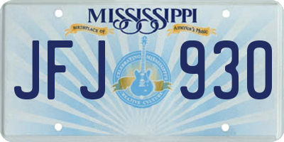 MS license plate JFJ930
