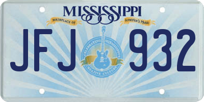 MS license plate JFJ932