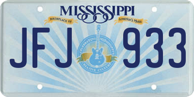 MS license plate JFJ933