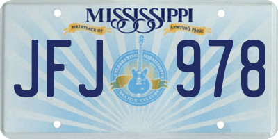 MS license plate JFJ978
