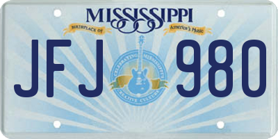 MS license plate JFJ980
