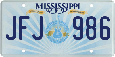 MS license plate JFJ986