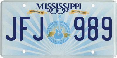 MS license plate JFJ989