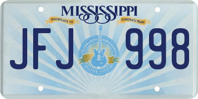 MS license plate JFJ998