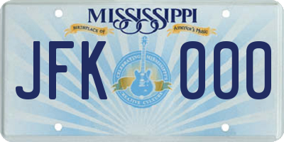 MS license plate JFK000