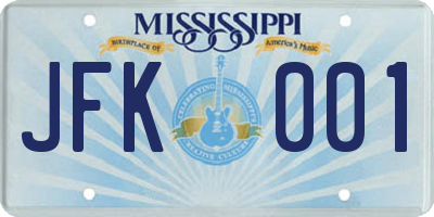 MS license plate JFK001