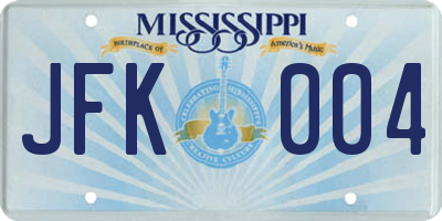 MS license plate JFK004