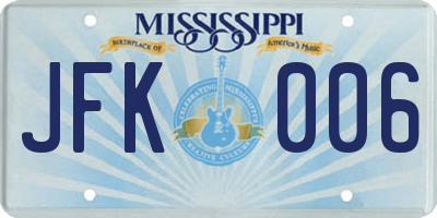 MS license plate JFK006